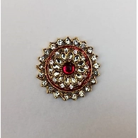 S H A H I T A J Traditional Rajasthani Golden with Red Stone Center Brooch for Barati/Groom/Social Occasions Pagdi Safa or Turban (OS708)