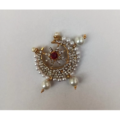 S H A H I T A J Traditional Rajasthani Golden with Red Stone Small Chandrma for Barati/Groom/Social Occasions Pagdi Safa or Turban (OS709)-ST829