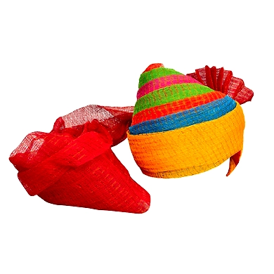 S H A H I T A J Traditional Rajasthani Jodhpuri Cotton Farewell/Retirement/Social Occasions Multi-Colored Kotadoriya Pagdi Safa or Turban for Kids and Adults (CT712)-ST832_23andHalf