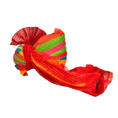 S H A H I T A J Traditional Rajasthani Jodhpuri Cotton Farewell/Retirement/Social Occasions Multi-Colored Kotadoriya Pagdi Safa or Turban for Kids and Adults (CT712)-18-4