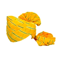 S H A H I T A J Traditional Rajasthani Jodhpuri Cotton Farewell/Retirement/Social Occasions Yellow Lehariya Pagdi Safa or Turban for Kids and Adults (CT716)