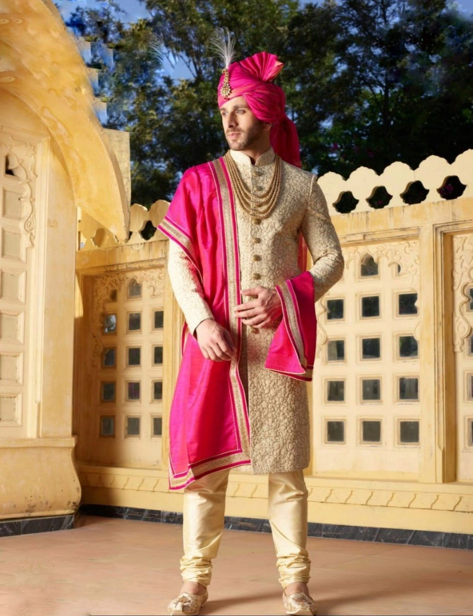 S H A H I T A J Traditional Rajasthani Wedding Pink Silk Jodhpuri ...
