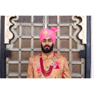 S H A H I T A J Traditional Rajasthani Wedding Pink Silk Jodhpuri &amp; Udaipuri Pagdi Safa or Turban for Groom or Dulha (CT266)-ST346_21