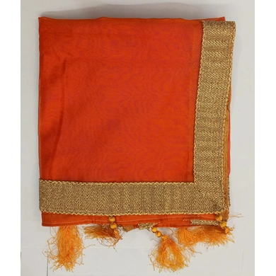 S H A H I T A J Traditional Rajasthani Wedding Orange Silk Stole/Dupatta/Shawl for Groom or Dulha (DS771)-ST892
