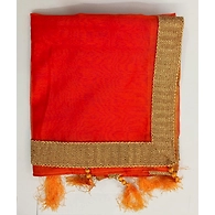 S H A H I T A J Traditional Rajasthani Wedding Orange Silk Stole/Dupatta/Shawl for Groom or Dulha (DS771)