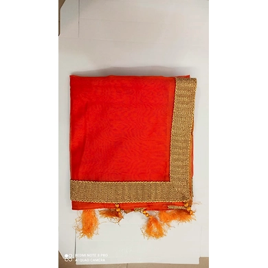 S H A H I T A J Traditional Rajasthani Wedding Orange Silk Stole/Dupatta/Shawl for Groom or Dulha (DS771)-Free Size-1