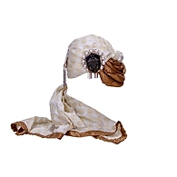 S H A H I T A J Designer White Brocade Silk Unisex Kids and Adults Pagdi Safa or Turban for Fashion Shows & Events (DT795)