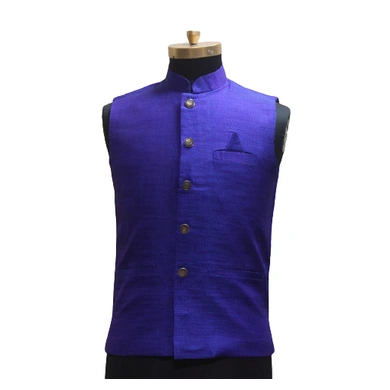 S H A H I T A J Traditional Barati/Groom/Social Occasions Silk Blue Nehru Jacket or Kothi for Adults (MW803)-ST923_36