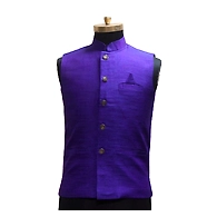 S H A H I T A J Traditional Barati/Groom/Social Occasions Silk Blue Nehru Jacket or Kothi for Adults (MW803)