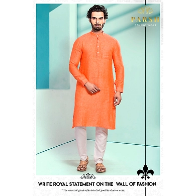 S H A H I T A J Traditional Barati/Groom/Social Occasions Linen Kurta with Pajama for Adults (MW806)-ST926_42