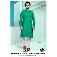 S H A H I T A J Traditional Barati/Groom/Social Occasions Linen Kurta with Pajama for Adults (MW807)