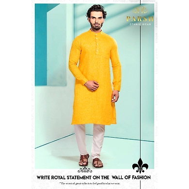 S H A H I T A J Traditional Barati/Groom/Social Occasions Linen Kurta with Pajama for Adults (MW808)-ST928_44
