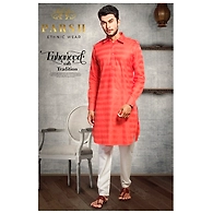 S H A H I T A J Traditional Barati/Groom/Social Occasions Pathani Cotton Kurta with Pajama for Adults (MW809)