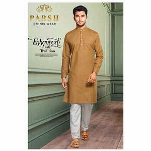 S H A H I T A J Traditional Barati/Groom/Social Occasions Cotton Kurta with Pajama for Adults (MW811)