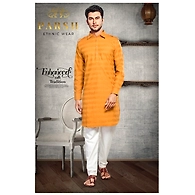 S H A H I T A J Traditional Barati/Groom/Social Occasions Pathani Cotton Kurta with Pajama for Adults (MW812)