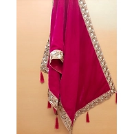 S H A H I T A J Traditional Rajasthani Wedding Rani Velvet Stole/Dupatta/Shawl for Groom or Dulha (DS813)-Free Size