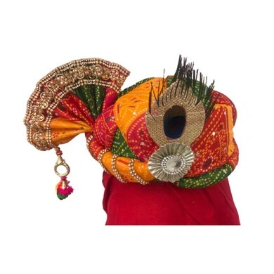 S H A H I T A J Traditional Rajasthani Multi-Colored Mock Fabric Krishna Bhagwan Pagdi Safa or Turban for God's Idol/Kids/Adults (RT307)-ST460_Kids
