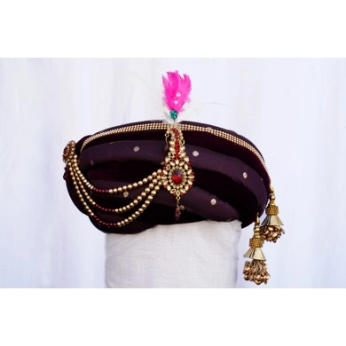 S H A H I T A J Traditional Rajasthani Purple Velvet &amp; Brocade Bhagwan ki Pagdi Safa or Turban for God's Idol/Kids/Adults (RT281)-ST368_Kids