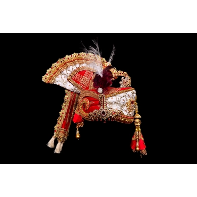 S H A H I T A J Traditional Rajasthani Brocade Multi-Colored Bhagwan ki Pagdi Safa or Turban for God's Idol/Kids/Adults (RT289)-ST383_Mini