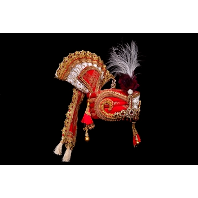 S H A H I T A J Traditional Rajasthani Brocade Multi-Colored Bhagwan ki Pagdi Safa or Turban for God's Idol/Kids/Adults (RT289)-For Miniature God's Idol (3 inches to 16 inches)-3