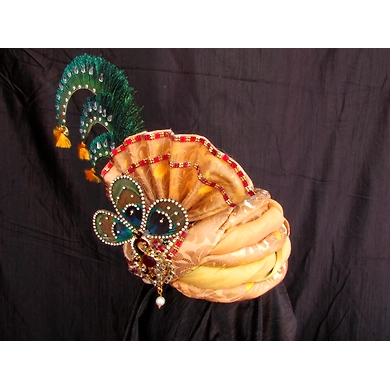 S H A H I T A J Traditional Rajasthani Multi-Colored Brocade Krishna Bhagwan Pagdi Safa or Turban for God's Idol/Kids/Adults (RT312)-For Miniature God's Idol (3 inches to 16 inches)-3