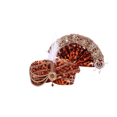 S H A H I T A J Traditional Rajasthani Brown Velvet Mahakal Bhagwan Pagdi Safa or Turban for Mahashivratri for God's Idol/Kids/Adults (RT573)-ST695_Mini