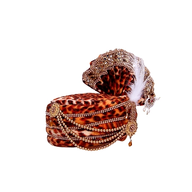 S H A H I T A J Traditional Rajasthani Brown Velvet Mahakal Bhagwan Pagdi Safa or Turban for Mahashivratri for God's Idol/Kids/Adults (RT573)-For Miniature God's Idol (3 inches to 16 inches)-3
