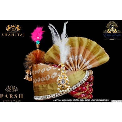S H A H I T A J Traditional Rajasthani Multi-Colored Silk Bhagwan ki Pagdi Safa or Turban for God's Idol/Kids/Adults (RT279)-ST364_Adults