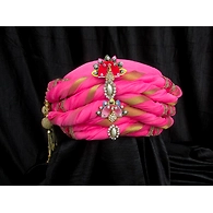 S H A H I T A J Traditional Rajasthani Pink Silk Bhagwan ki Pagdi Safa or Turban for God's Idol/Kids/Adults (RT310)