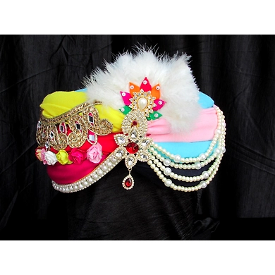 S H A H I T A J Traditional Rajasthani Multi-Colored Silk Bhagwan ki Pagdi Safa or Turban for God's Idol/Kids/Adults (RT309)-ST422_Mini