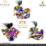 S H A H I T A J Traditional Rajasthani Silk Multi-Colored Krishna Bhagwan Pagdi Safa or Turban for God's Idol/Kids/Adults (RT295)