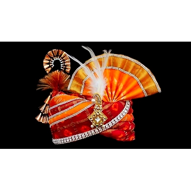 S H A H I T A J Traditional Rajasthani Multi-Colored Silk Bhagwan ki Pagdi Safa or Turban for God's Idol/Kids/Adults (RT280)-ST366_Adults