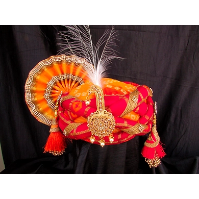 S H A H I T A J Traditional Rajasthani Multi-Colored Silk Bhagwan ki Pagdi Safa or Turban for God's Idol/Kids/Adults (RT315)-ST471_Large