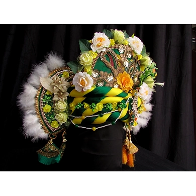 S H A H I T A J Traditional Rajasthani Silk Multi-Colored Krishna Bhagwan Pagdi Safa or Turban for God's Idol/Kids/Adults (RT296)-For Miniature God's Idol (3 inches to 16 inches)-3