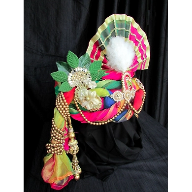 S H A H I T A J Traditional Rajasthani Multi-Colored Ganpati Bhagwan Silk Pagdi Safa or Turban for God's Idol/Kids/Adults (RT293)-For Miniature God's Idol (3 inches to 16 inches)-3