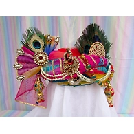 S H A H I T A J Traditional Rajasthani Multi-Colored Silk Krishna Bhagwan Pagdi Safa or Turban for God's Idol/Kids/Adults (RT304)