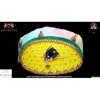 S H A H I T A J Traditional Rajasthani Multi-Colored Cotton Mewadi Krishna Bhagwan Pagdi or Turban for God's Idol/Kids/Adults (MT274)-ST354_Large