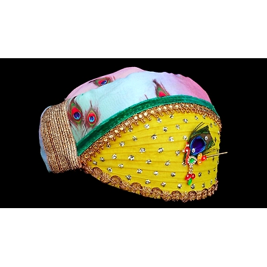 S H A H I T A J Traditional Rajasthani Multi-Colored Cotton Mewadi Krishna Bhagwan Pagdi or Turban for God's Idol/Kids/Adults (MT274)-For Miniature God's Idol (3 inches to 16 inches)-3