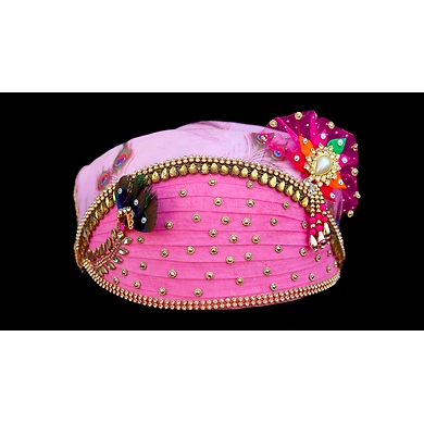 S H A H I T A J Traditional Rajasthani Multi-Colored Cotton Mewadi Krishna Bhagwan Pagdi or Turban for God's Idol/Kids/Adults (MT276)-ST358_Kids