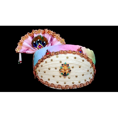 S H A H I T A J Traditional Rajasthani Multi-Colored Cotton Mewadi Krishna Bhagwan Pagdi or Turban for God's Idol/Kids/Adults (MT278)-ST362_Large