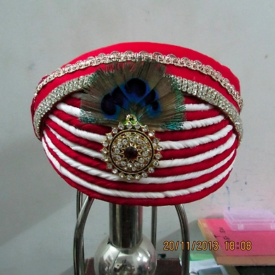 S H A H I T A J Traditional Rajasthani Multi-Colored Krishna Bhagwan Cotton Mewadi Pagdi or Turban for God's Idol/Kids/Adults (MT285)-ST376_Adults