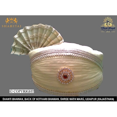 S H A H I T A J Traditional Rajasthani Cotton Off-White Mewadi Bhagwan ki Pagdi Safa or Turban for God's Idol/Kids/Adults (MT134)-ST212_Kids