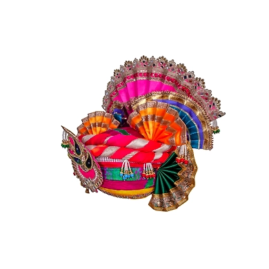 S H A H I T A J Traditional Multi-Colored Silk Krishna or Jagannath Bhagwan Pagdi Safa or Turban for Adults or God's Idol (RT816)-For Teens or Adults (21.5 inches to 23.5 inches)-4