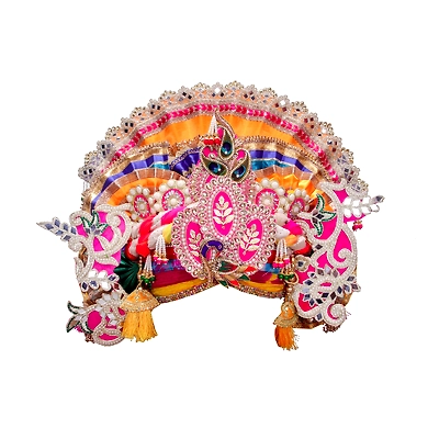 S H A H I T A J Traditional Multi-Colored Silk Krishna or Jagannath Bhagwan Pagdi Safa or Turban for Adults or God's Idol (RT817)-ST937_Large