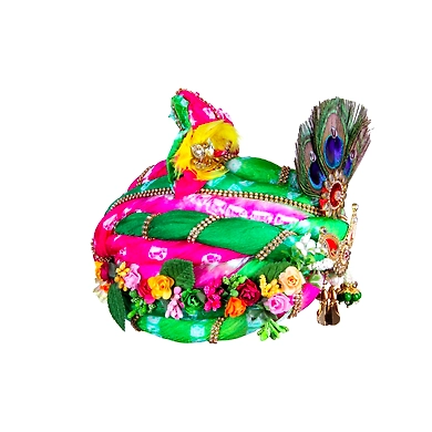 S H A H I T A J Traditional Rajasthani Multi-Colored Silk Krishna or Ganpati Bhagwan Pagdi Safa or Turban for God's Idol/Kids/Adults (RT818)-For Miniature God's Idol (3 inches to 16 inches)-5