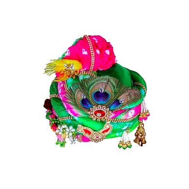 S H A H I T A J Traditional Rajasthani Multi-Colored Silk Krishna or Ganpati Bhagwan Pagdi Safa or Turban for God's Idol/Kids/Adults (RT818)-For Miniature God's Idol (3 inches to 16 inches)-4