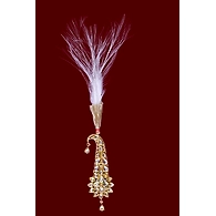 S H A H I T A J Traditional Golden Brooch or Kalangi with Feather for Barati/Groom/Social Occasions Pagdi Safa or Turban (OS823)