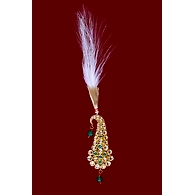 S H A H I T A J Traditional Golden with Green Stone Brooch or Kalangi with Feather for Barati/Groom/Social Occasions Pagdi Safa or Turban (OS826)