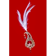 S H A H I T A J Traditional Golden with Red Stone Brooch or Kalangi with Feather for Barati/Groom/Social Occasions Pagdi Safa or Turban (OS829)