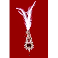 S H A H I T A J Traditional Golden with Red Stone Brooch or Kalangi with Feather for Barati/Groom/Social Occasions Pagdi Safa or Turban (OS831)